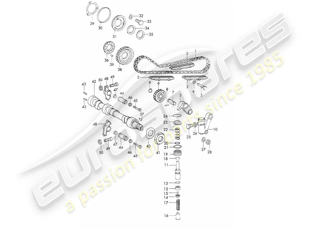 porsche 1973 (911) controllo valvola - set di riparazione per manutenzione - tenditore - catena - vedi illustrazione: diagramma delle parti