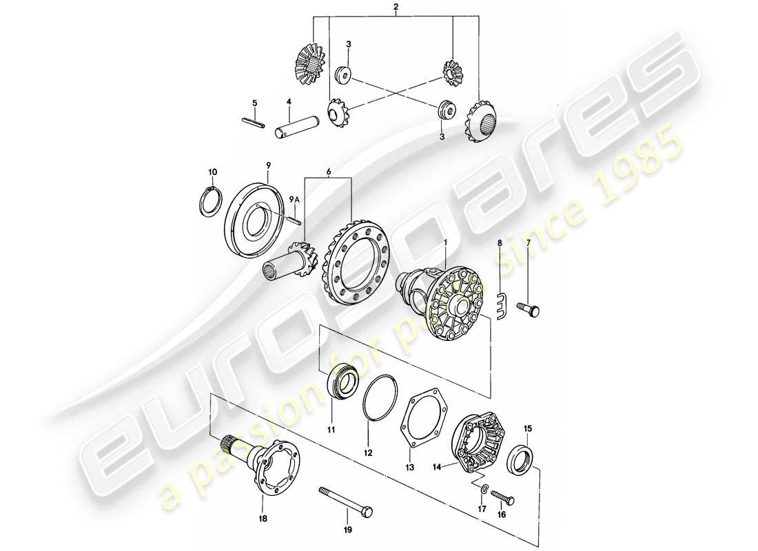 porsche 1981 (928) differenziale - 2 - cambio automatico diagramma delle parti