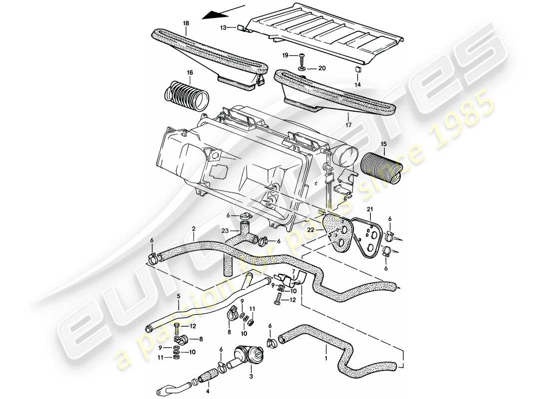 porsche 1981 (928) tubo riscaldatore - schema delle parti jet