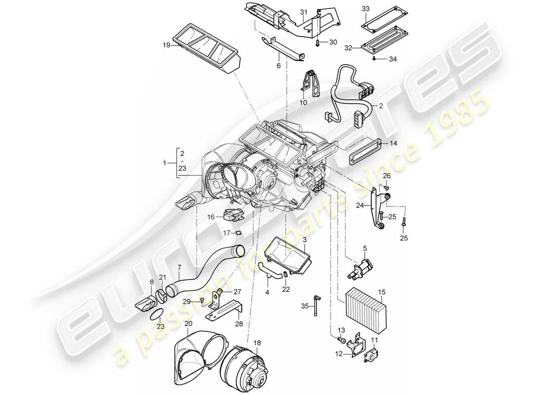 porsche 2004 (carrera gt) riscaldatore - condizionatore - parti singole schema parte