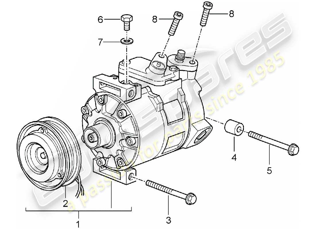 porsche 996 t/gt2 (2004) diagramma delle parti del compressore