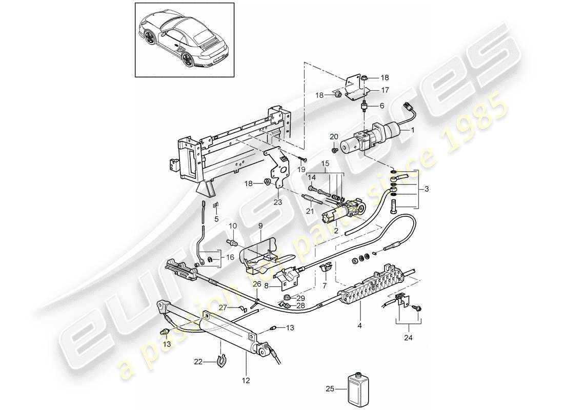 porsche 2013 (997-2 turbo / gt2 rs) tetto convertibile diagramma delle parti