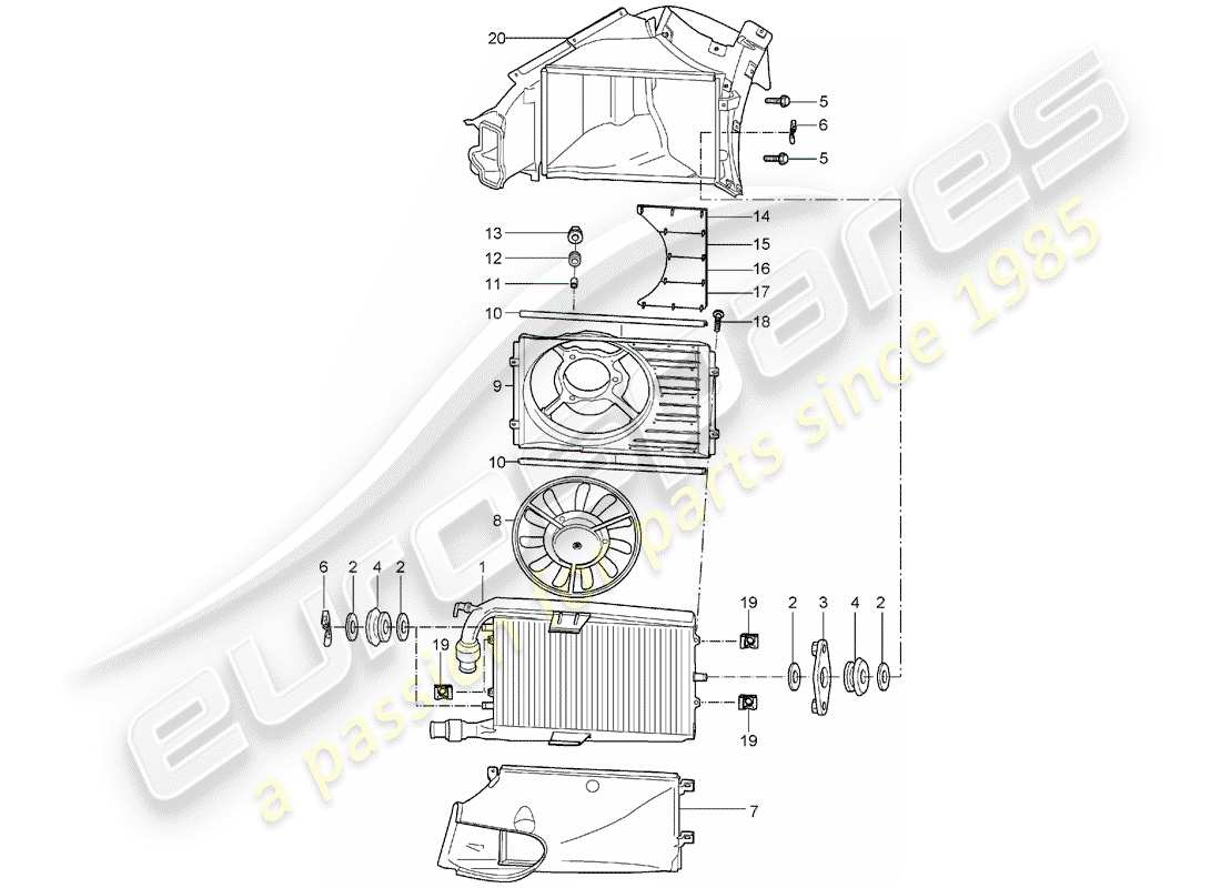 porsche 2004 (carrera gt) raffreddamento ad acqua 2 diagramma delle parti
