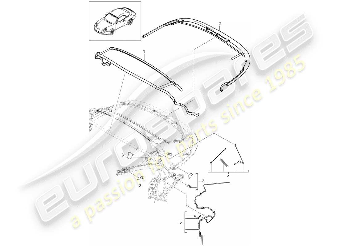 porsche 2012 (997-2) telaio superiore diagramma delle parti