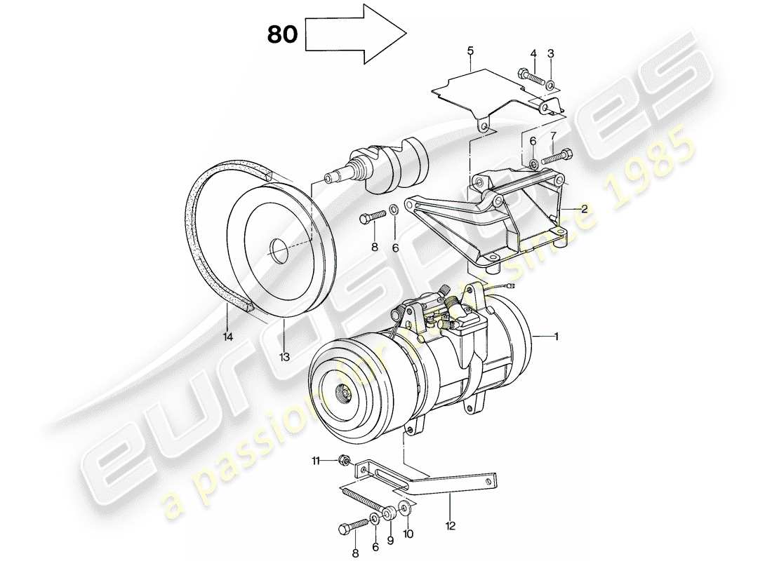 porsche 1981 (928) for - m 573 und 563 - compressore - assemblaggio schema delle parti