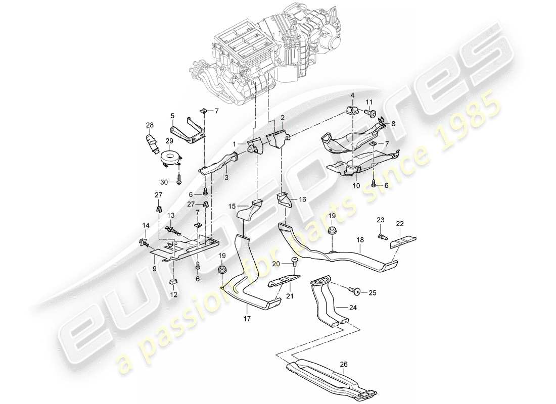 porsche 2003 (cayenne e1 9pa) alloggiamento distribuzione aria diagramma delle parti