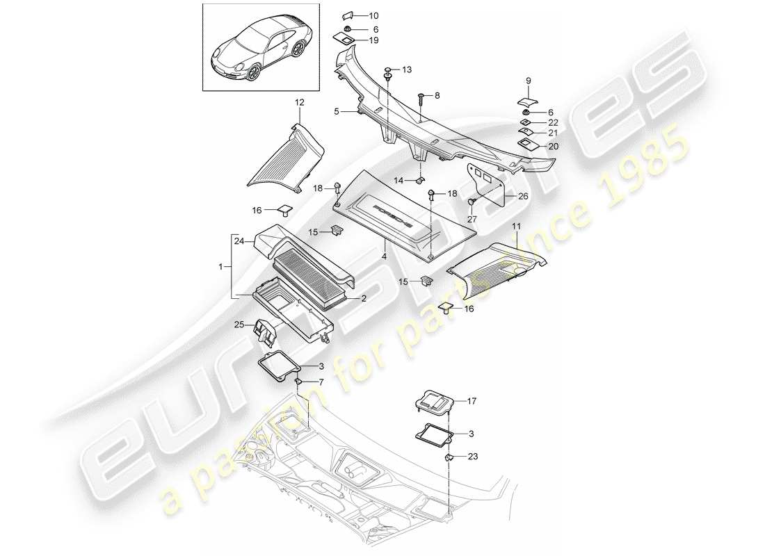 porsche 2011 (997-2) filtro antiparticolato schema delle parti
