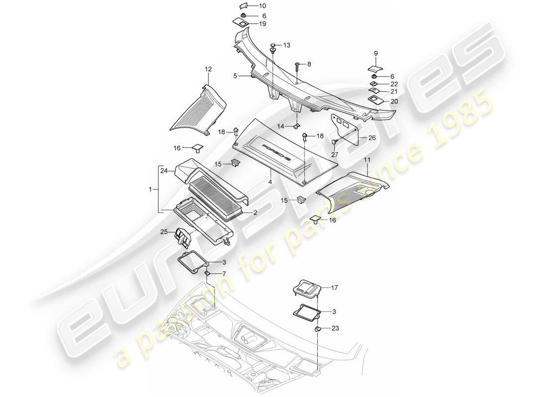 porsche 2007 (997-1) filtro antiparticolato schema delle parti