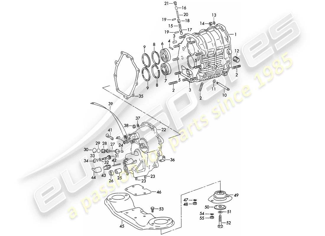 porsche 1973 (911) scatola ingranaggi - completa - scatola trasmissione - e - sospensioni trasmissione - d - mj 1972>> diagramma delle parti