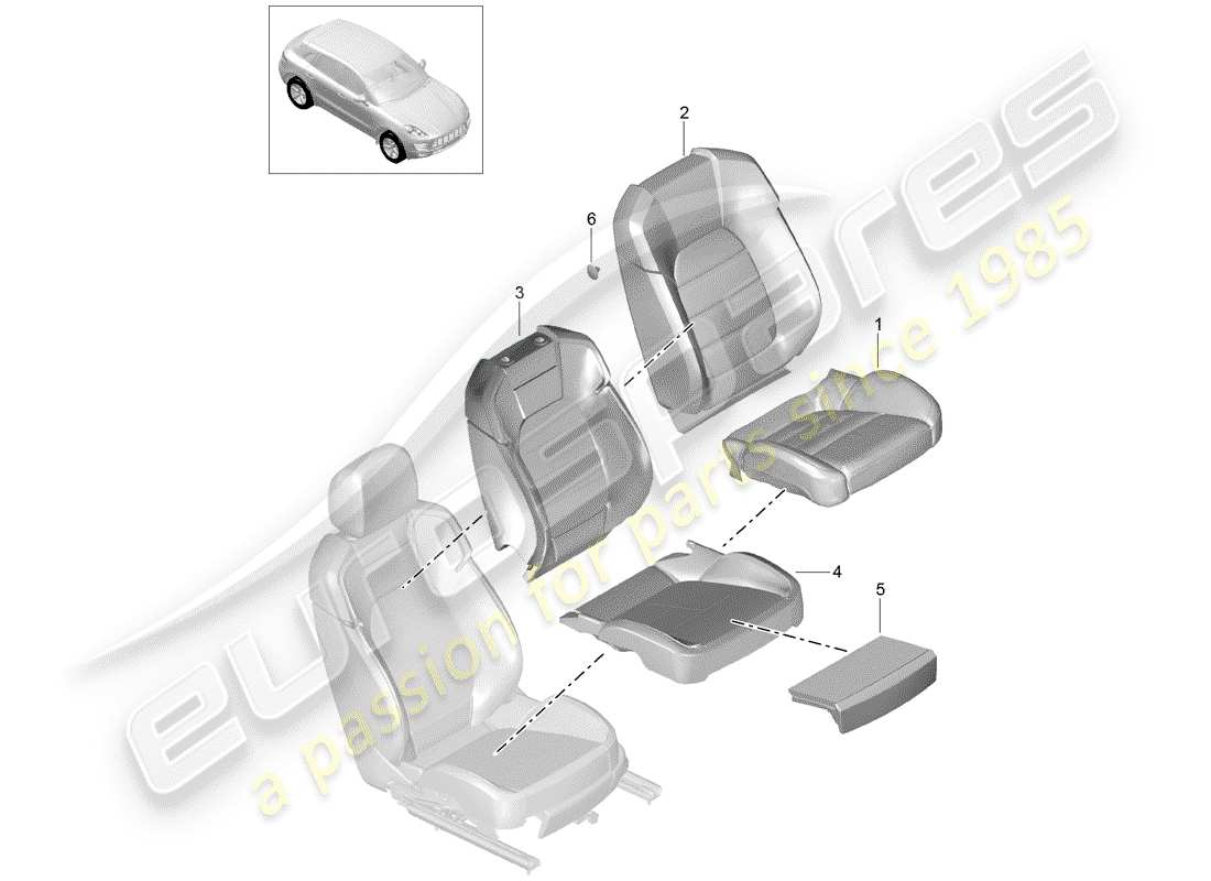 porsche 2018 (macan) rivestimento schienale schema delle parti