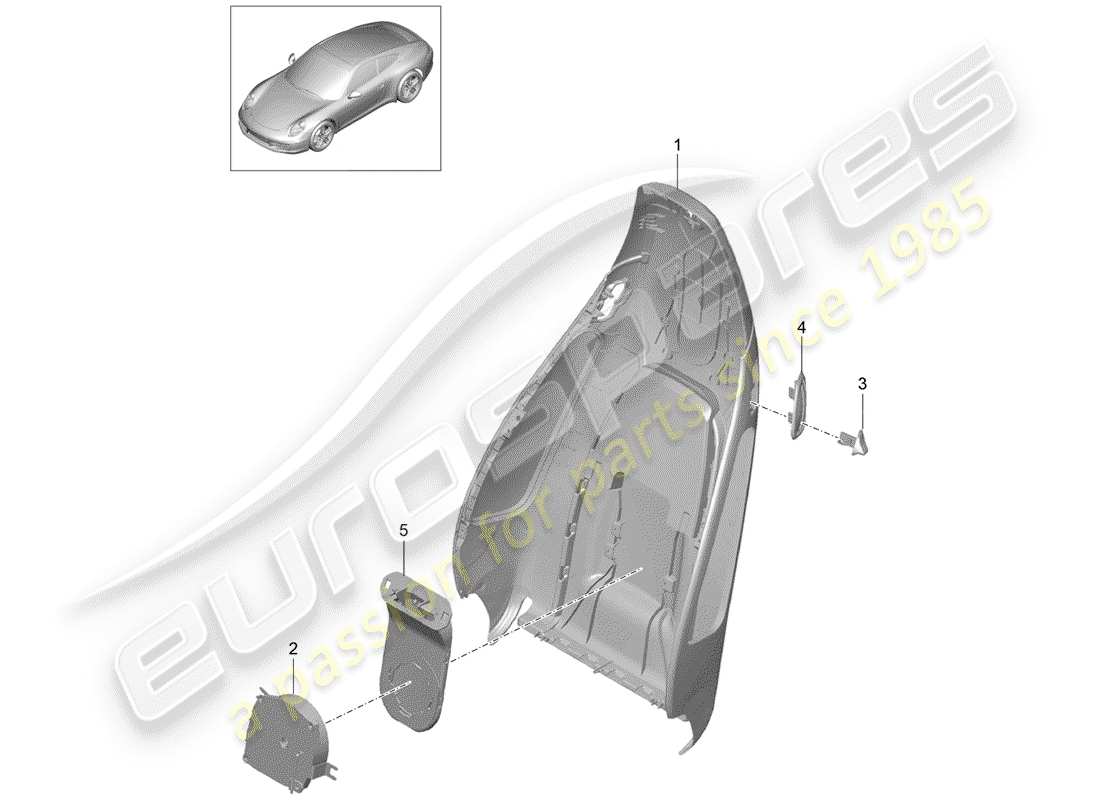 porsche 2014 (991-1) guscio dello schienale diagramma delle parti