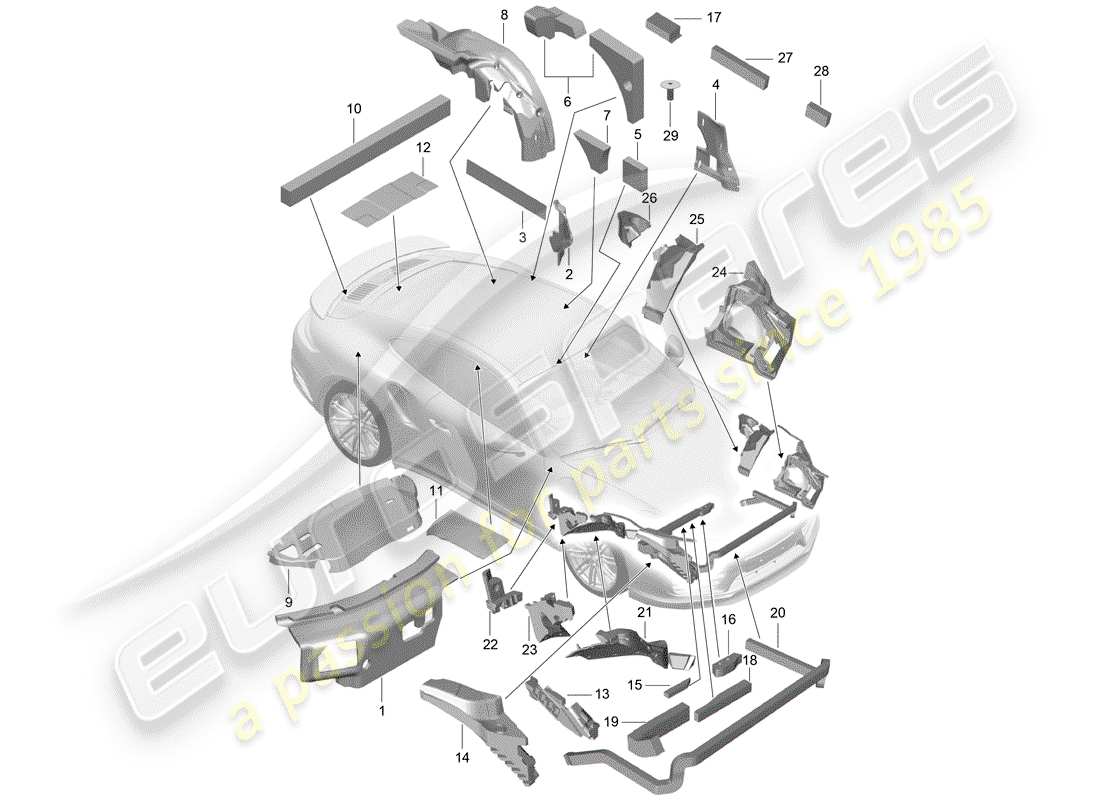 porsche 2019 (991-2 turbo) schema delle parti della carrozzeria