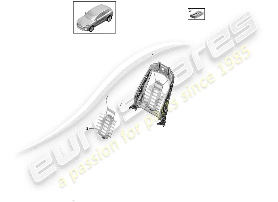 porsche 2020 (macan) schema delle parti telaio - schienale