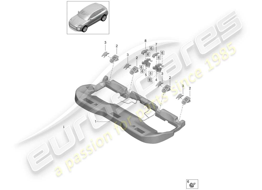porsche 2019 (macan) sedile posteriore diagramma delle parti