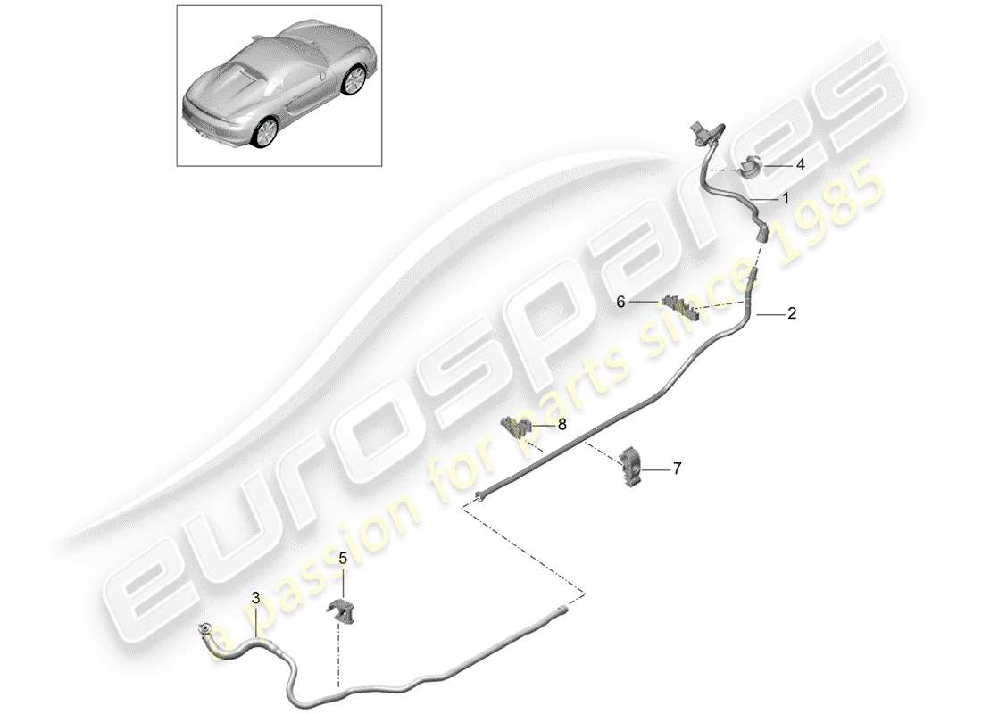 porsche 2016 (981 boxster spyder) diagramma delle parti della linea del vuoto