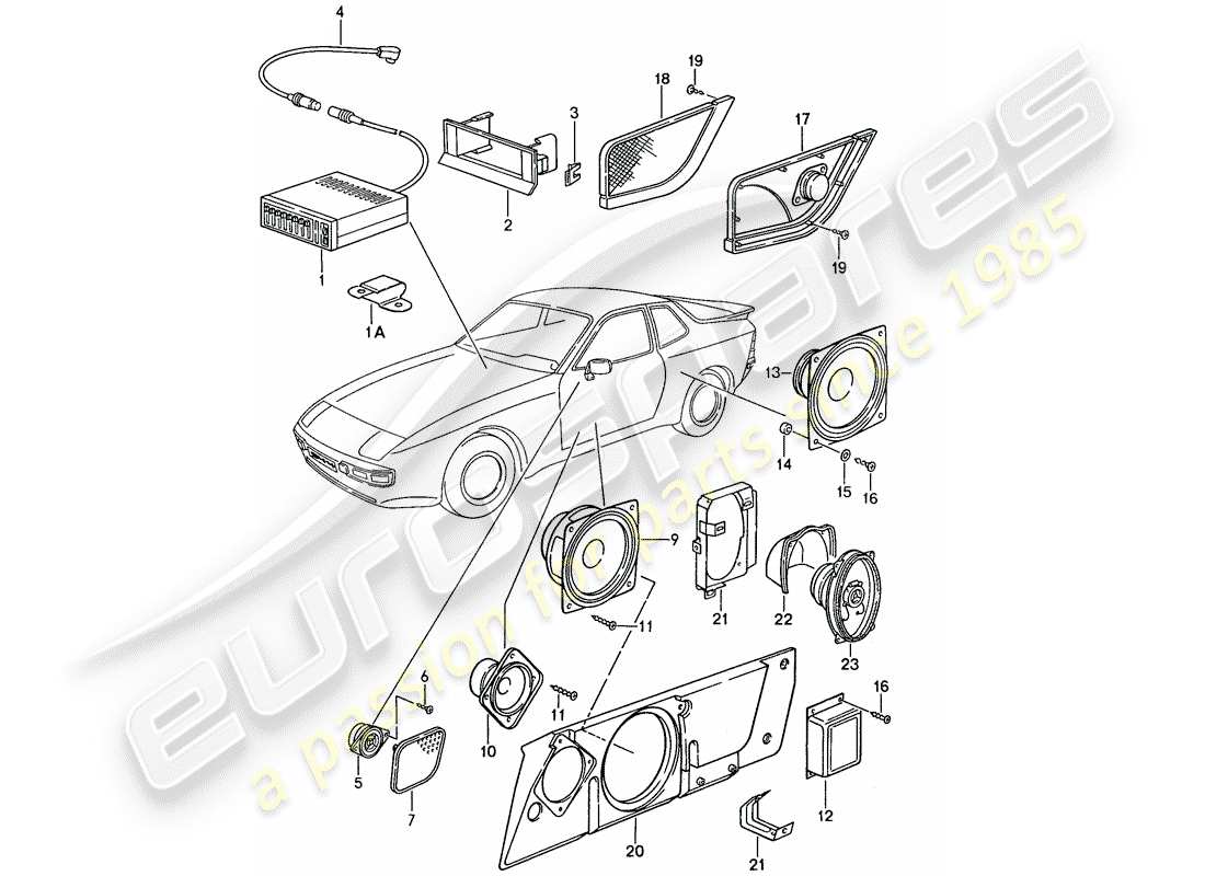 porsche 1989 (944) per - sistema sound diagramma delle parti