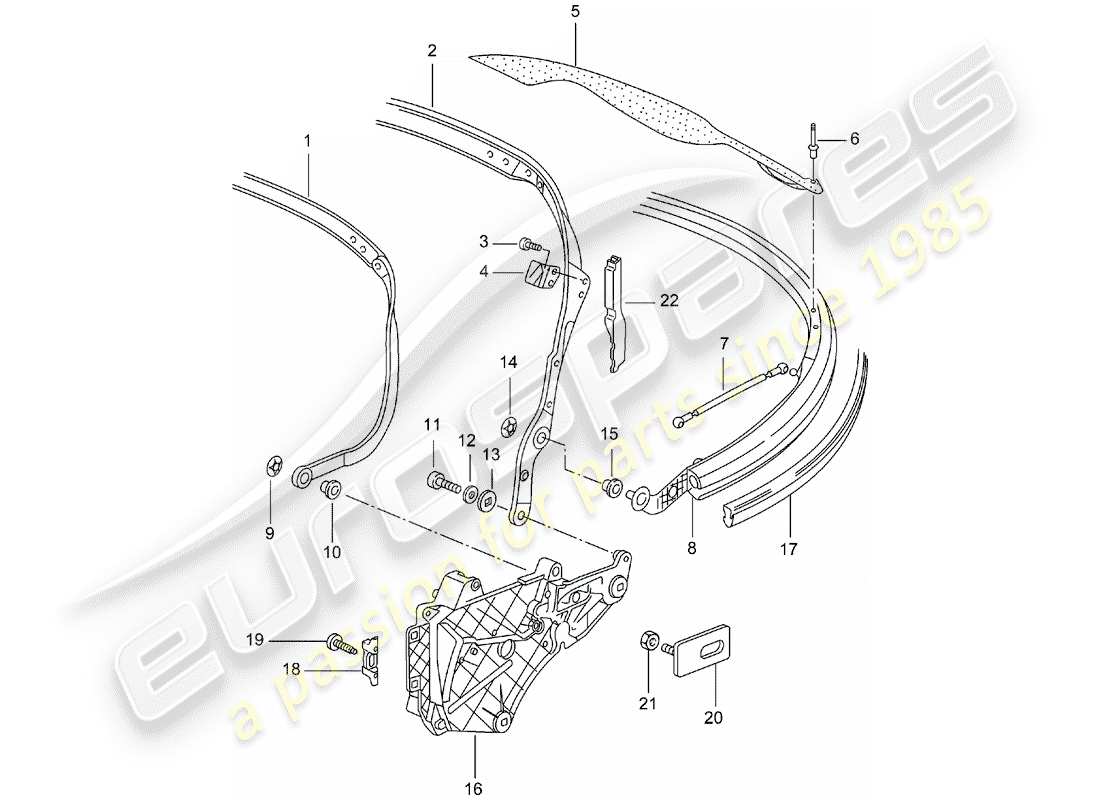 porsche 1999 (996) telaio superiore - parti singole diagramma delle parti