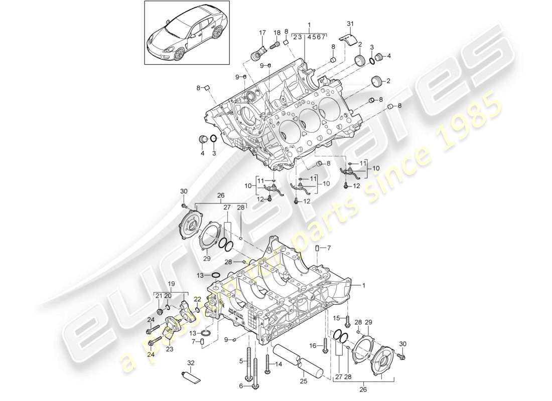 porsche 2010 (cayenne e1 9pa) carter motore parti singole diagramma delle parti