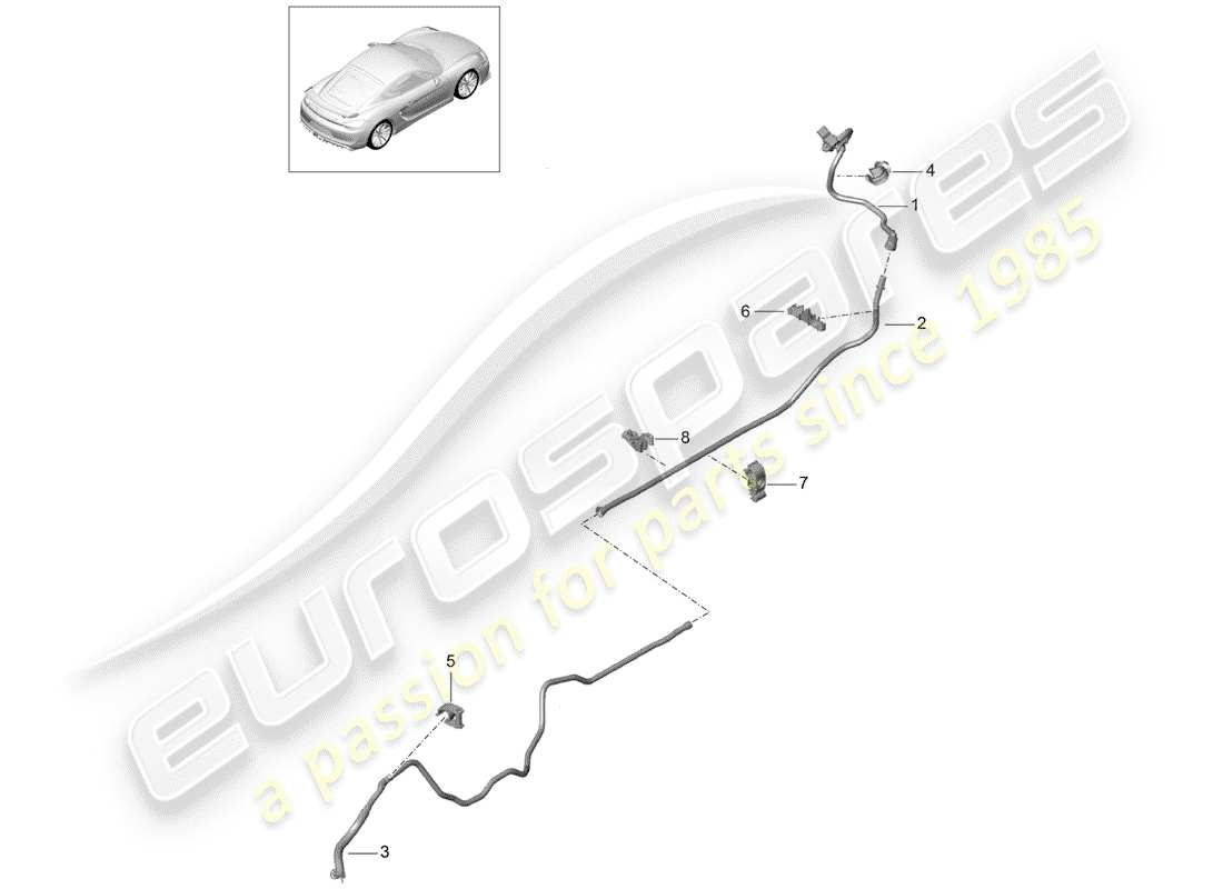 porsche 2016 (981 cayman gt4) diagramma delle parti della linea del vuoto