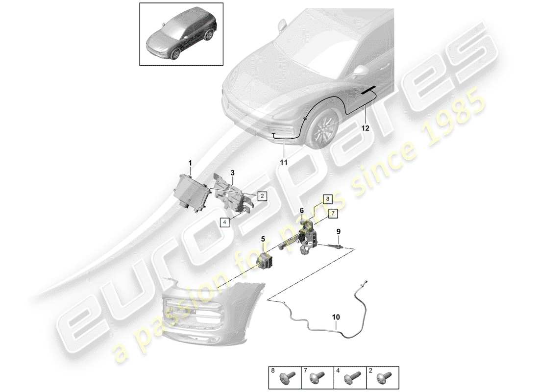 porsche 2019 (cayenne e3 9ya/9yb) parti singole schema delle parti