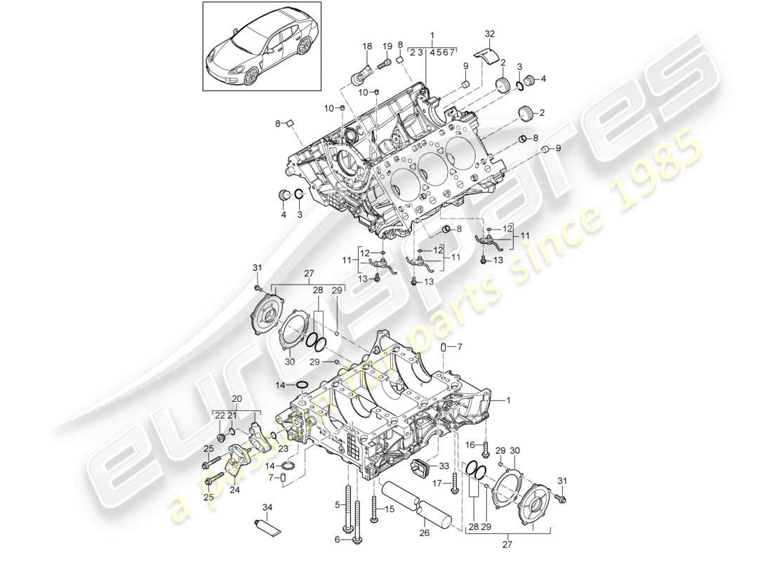 porsche 2010 (cayenne e1 9pa) carter motore parti singole diagramma delle parti