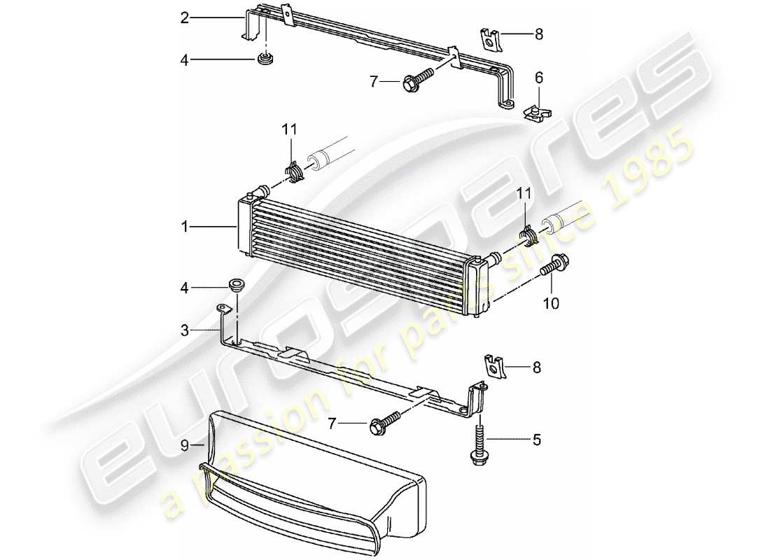 porsche 2003 (996 gt3) termosifone diagramma delle parti