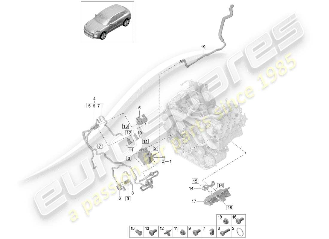porsche 2019 (macan) sistema di vuoto diagramma delle parti