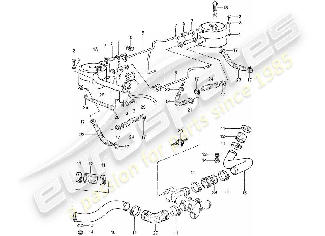 porsche 1987 (959) raffreddamento ad acqua 2 diagramma delle parti