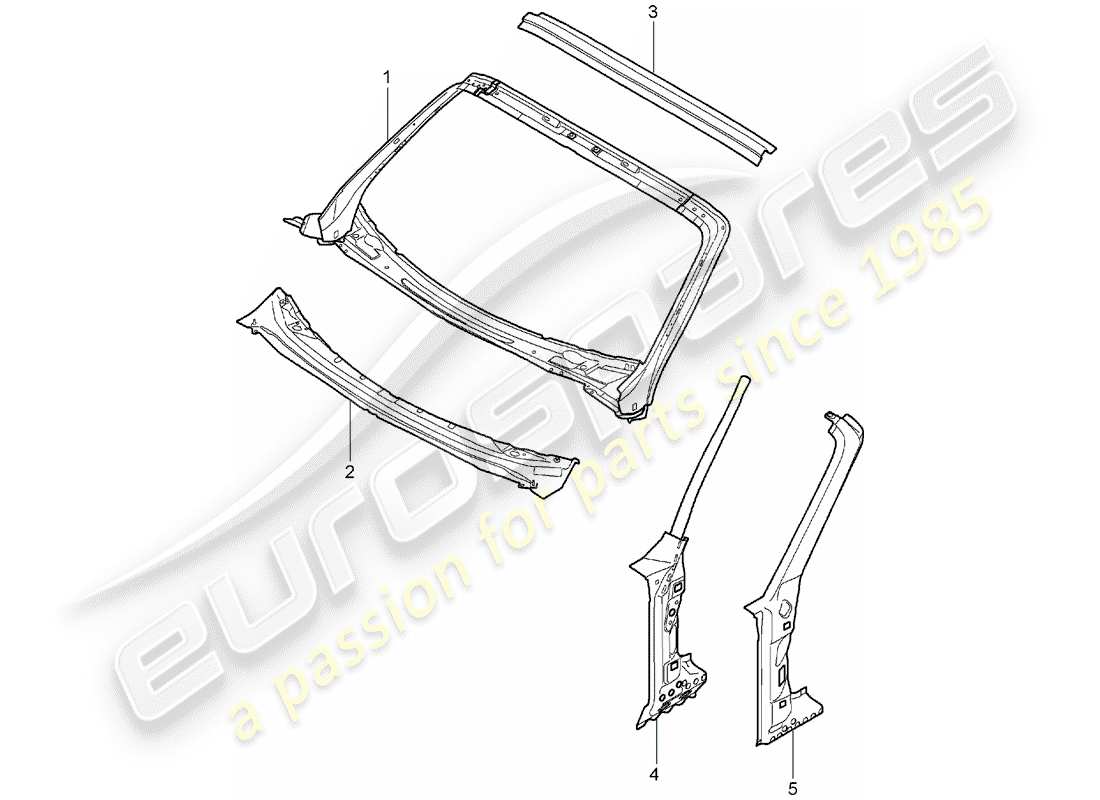 porsche 2005 (987 boxster) cappuccio diagramma delle parti