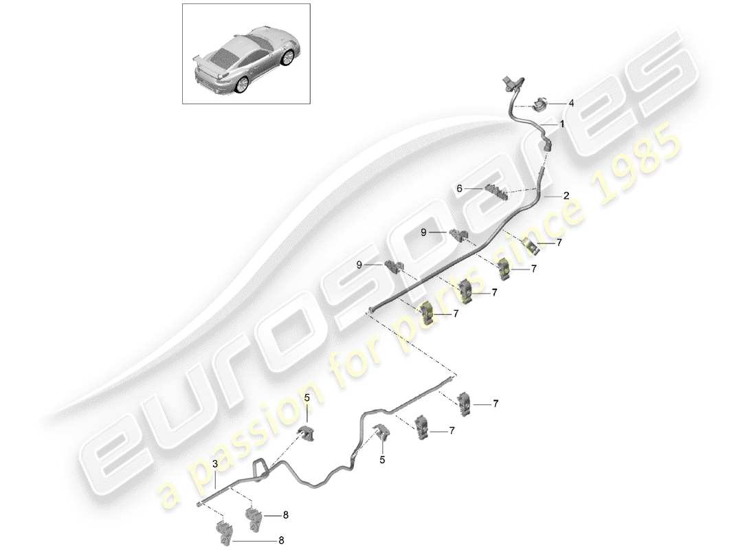 porsche 991 turbo (2015) linea del vuoto diagramma delle parti