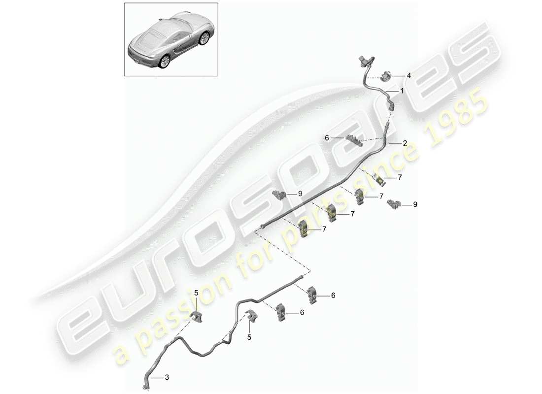 porsche 2014 (981 cayman) linea del vuoto diagramma delle parti