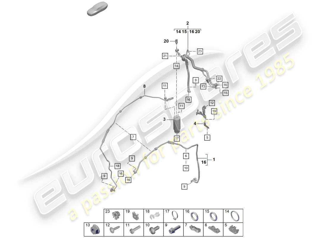 porsche 2020 (718 boxster spyder) condizionatore diagramma delle parti