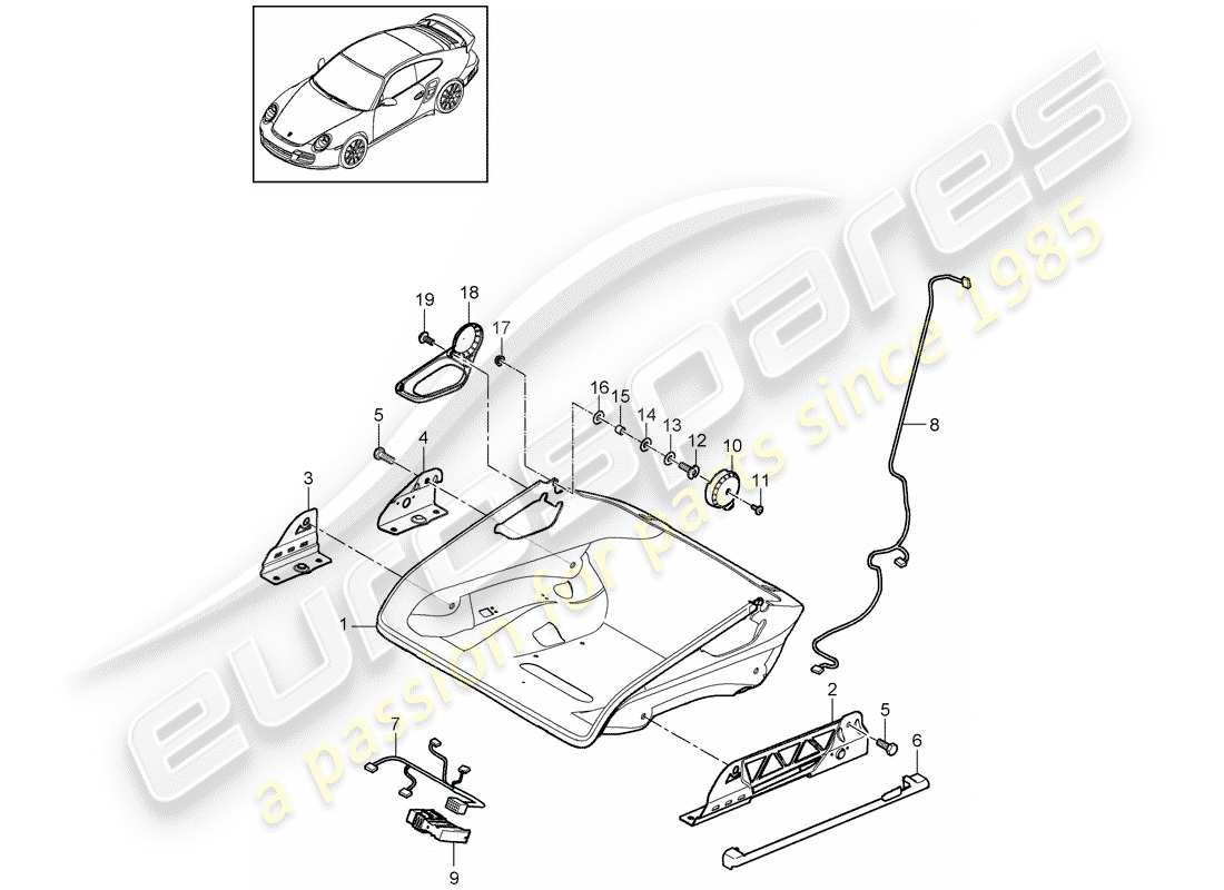 porsche 2011 (997-2 turbo / gt2 rs) posto a sedere diagramma delle parti