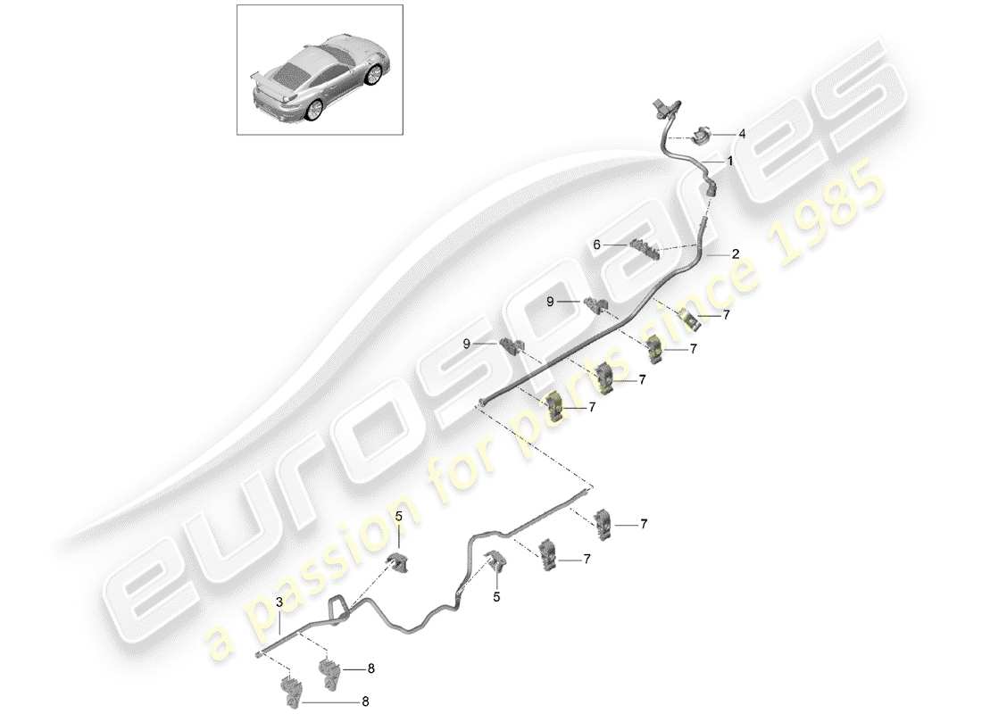 porsche 2017 (991-2 turbo) linea del vuoto diagramma delle parti