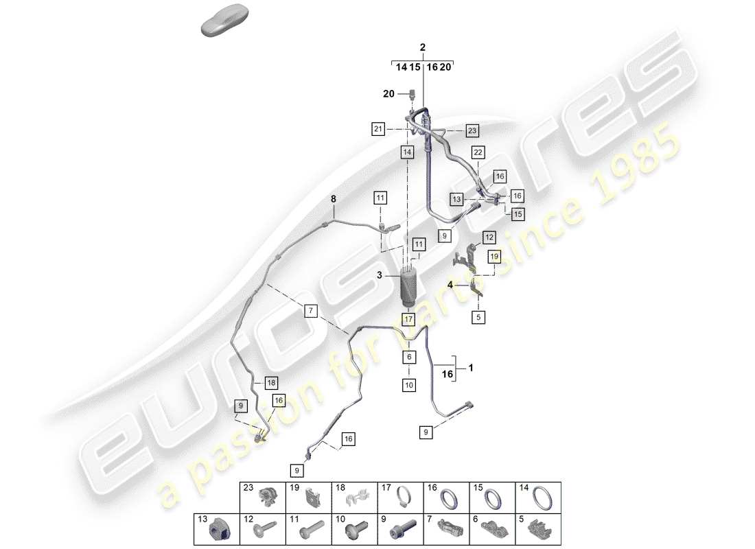 porsche 2019 (718 boxster spyder) schema delle parti del condizionatore d'aria
