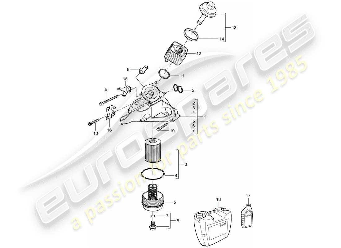 porsche 2008 (cayenne e1 9pa) schema delle parti filtro olio