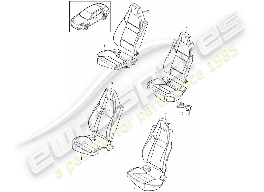 porsche 2012 (panamera 970) parte in schiuma diagramma delle parti