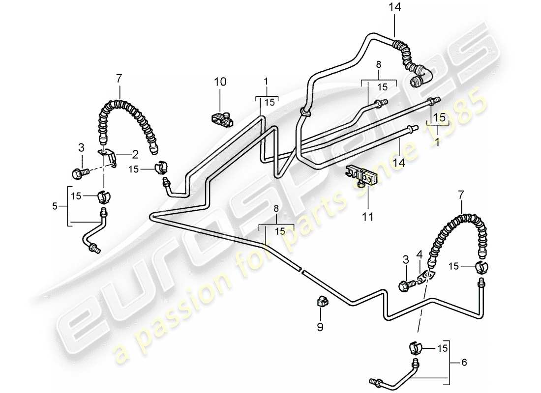 porsche 2005 (987 boxster) linea freno diagramma delle parti