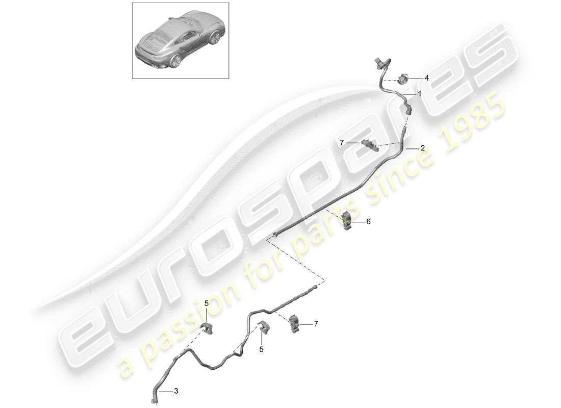 porsche 2015 (991-1 turbo) diagramma delle parti della linea del vuoto