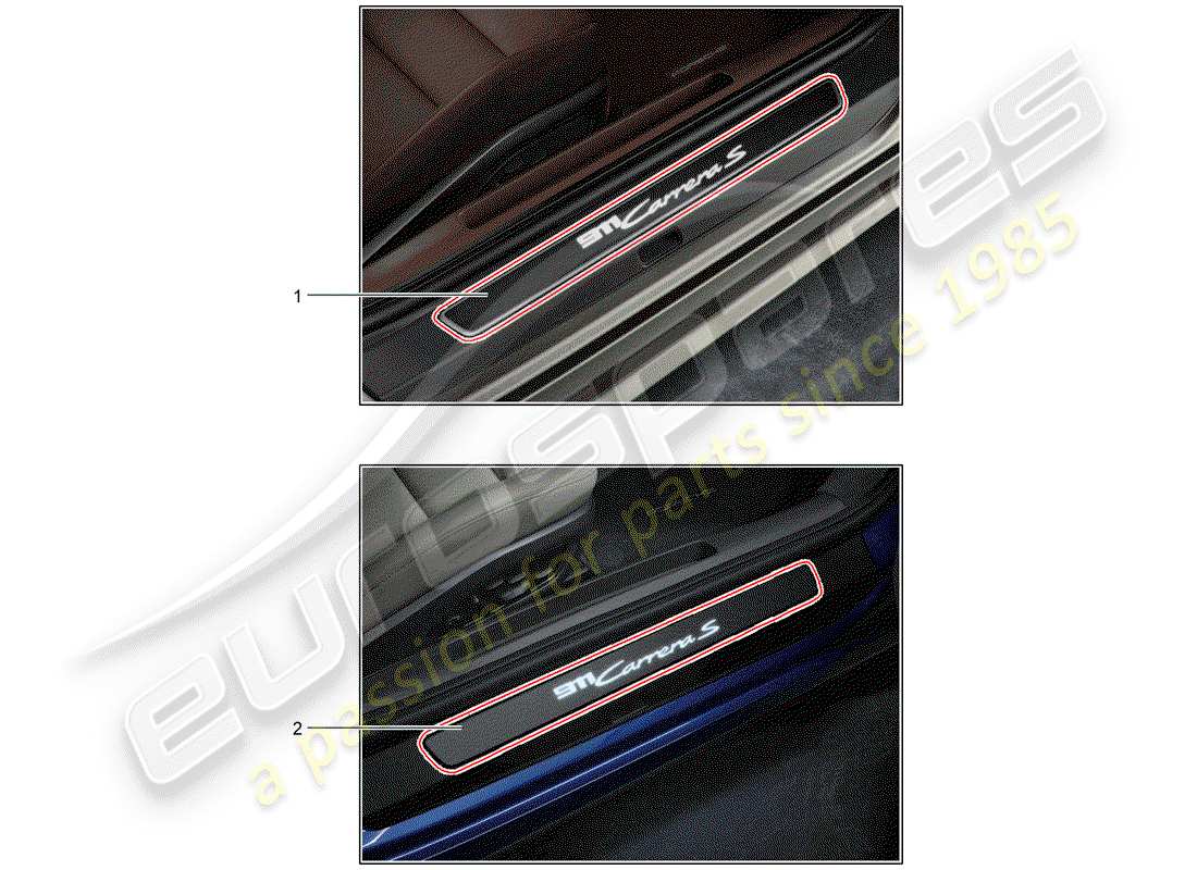 porsche 2016 (tequipment 98x/99x) battitacco - pannello soglia schema delle parti