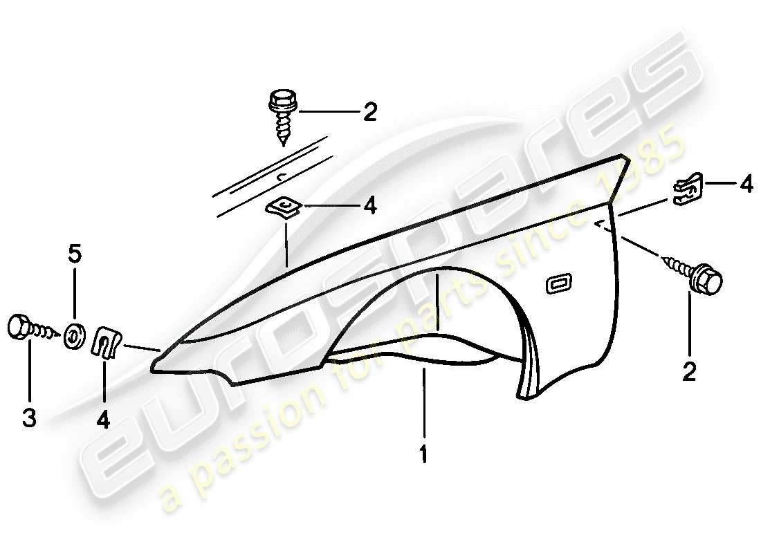 porsche 1982 (944) schema delle parti del parafango