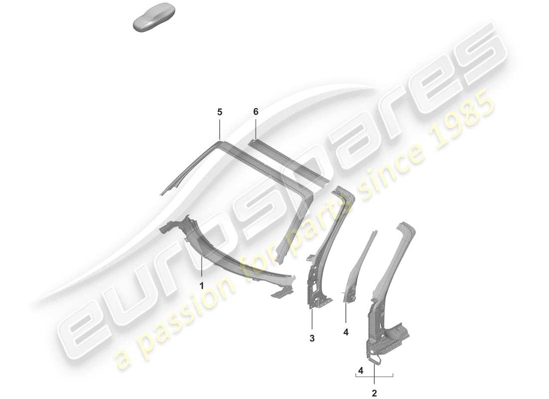 porsche 2019 (992-1) diagramma delle parti del montante a
