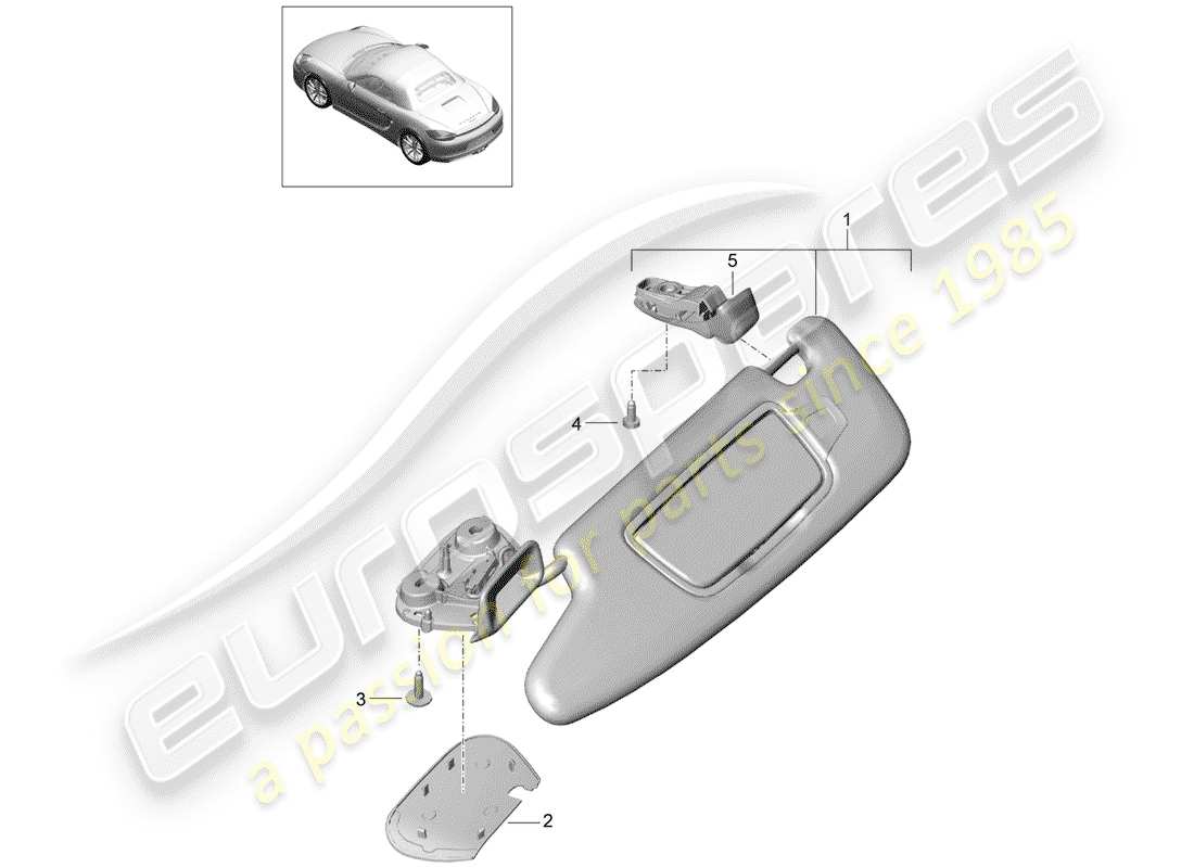 porsche 2014 (981 boxster) visiere da sole diagramma delle parti