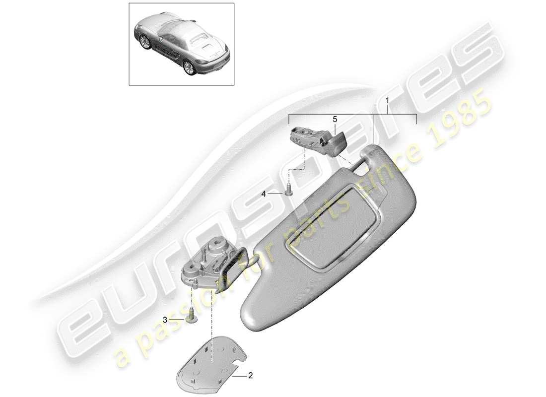porsche 2013 (981 boxster) visiere da sole diagramma delle parti