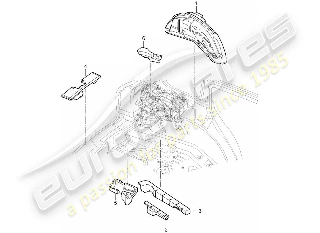 porsche 2008 (cayenne e1 9pa) assorbitore acustico diagramma delle parti