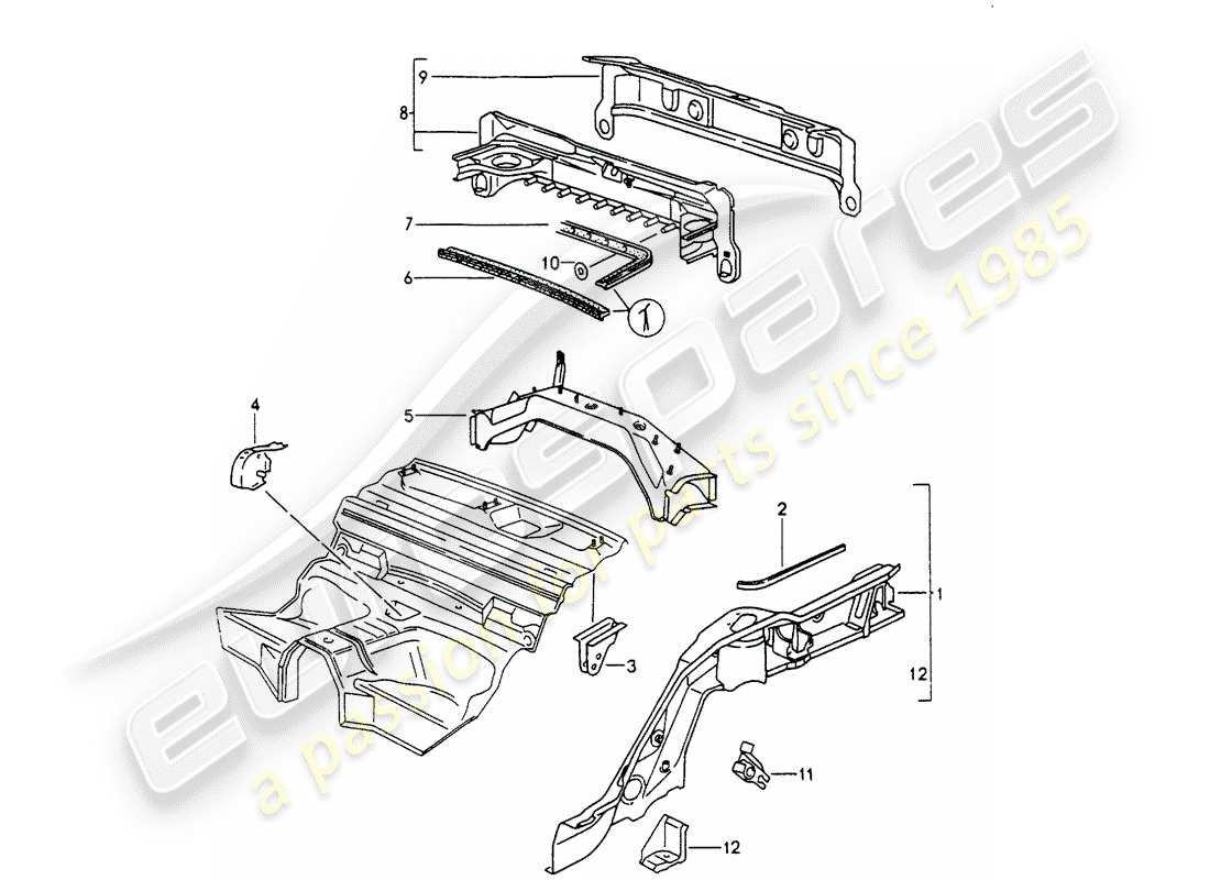 porsche 1995 (993) diagramma delle parti del telaio