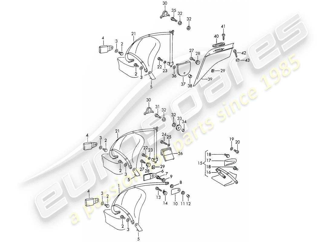 porsche 1968 (911/912) cintura di sicurezza - d - mj 1969>> diagramma delle parti