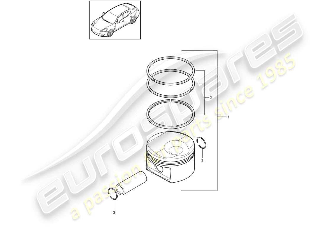 porsche 2010 (cayenne e1 9pa) set pistone 1: fasce elastiche diagramma delle parti