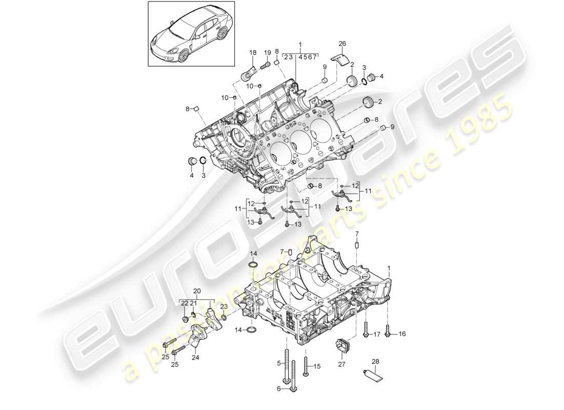 porsche 2010 (cayenne e1 9pa) carter motore parti singole diagramma delle parti