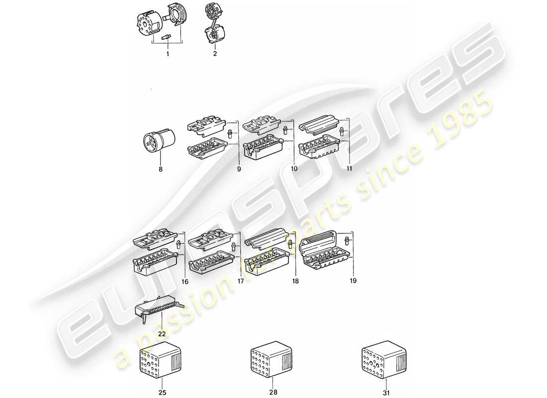 porsche 1989 (911) alloggiamento del connettore diagramma delle parti